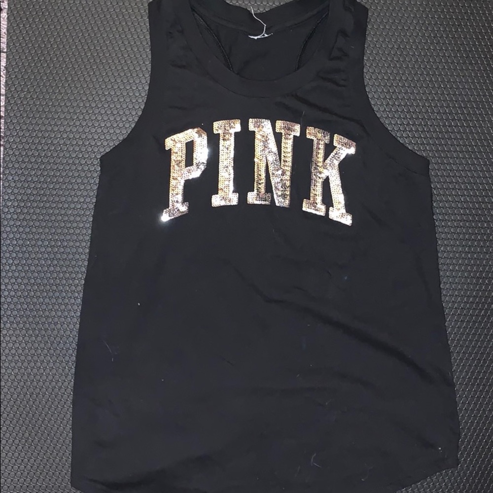 Black sparkly PINK tank